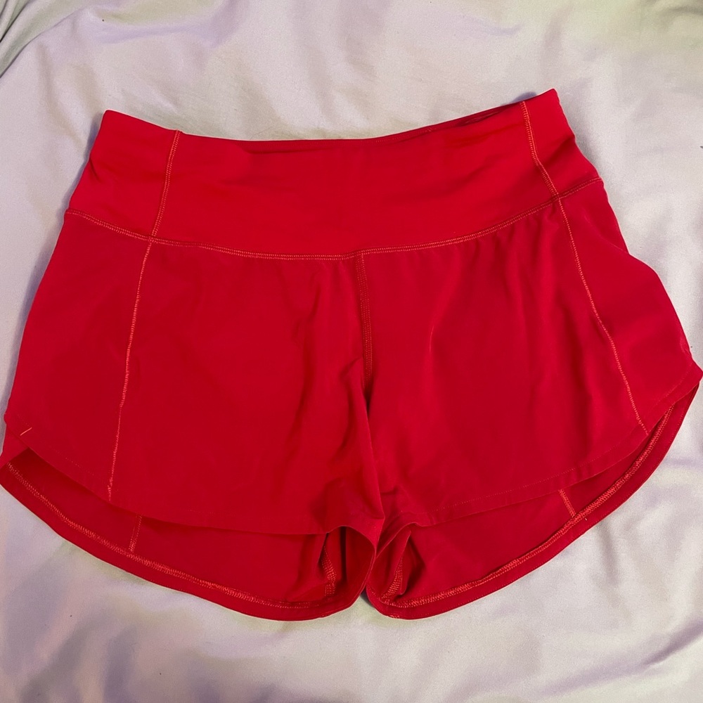 Red Lululemon Speed Up Shorts